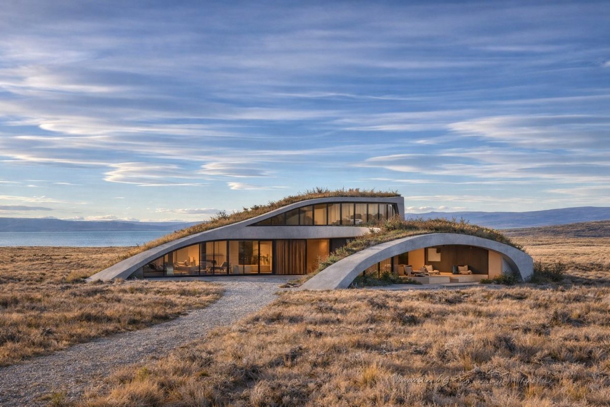 Casa integrada al paisaje